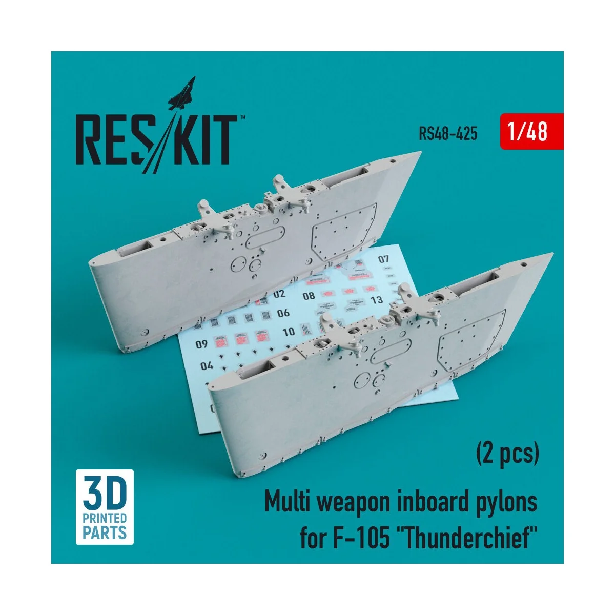 Multi weapon inboard pylons for F-105 Thunderchief (2 pcs) (3D Prin...