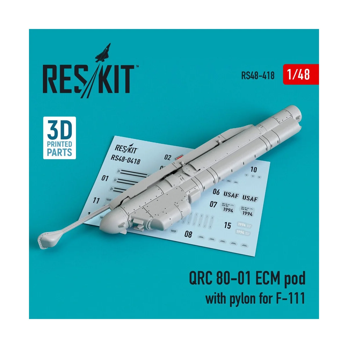 QRC 80-01 ECM pod with pylon for F-111 (3D Printed), 1/48 - ResKit ...
