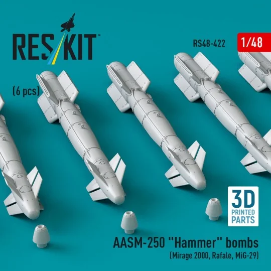AASM-250 Hammer (6 pcs) (Mirage 2000, Rafale, MiG-29) (3D Printed),... AASM-250 Hammer (6 pcs) (Mirage 2000, Rafale, MiG-29) (3D Printed),...