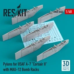 Pylons for USAF A-7 Corsair II with MAU-12 Bomb Racks (3D Printed),...