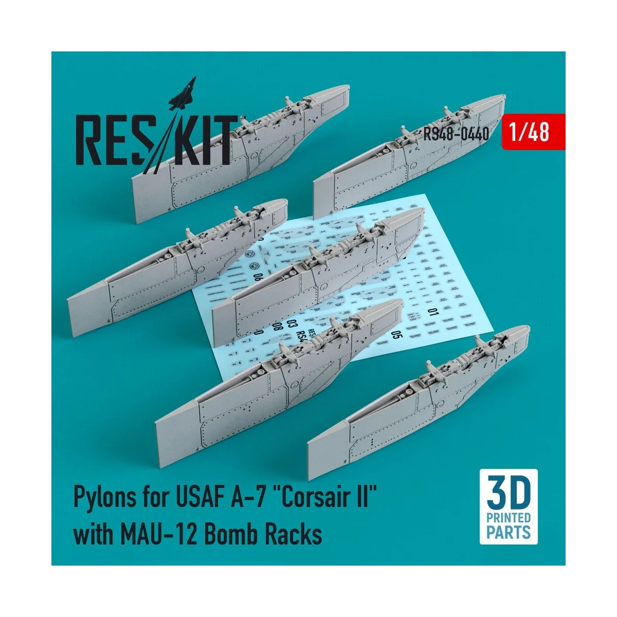 Pylons for USAF A-7 Corsair II with MAU-12 Bomb Racks (3D Printed) ...