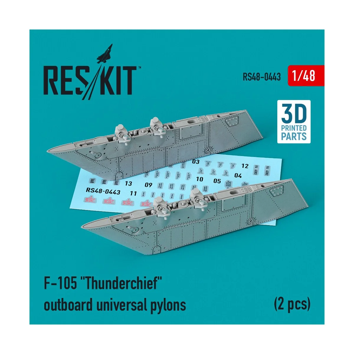 F-105 Thunderchief outboard universal pylons (2 pcs) (3D Printed), ...