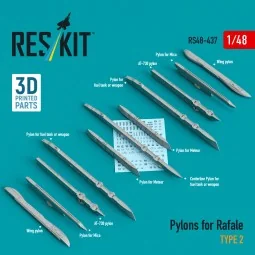 Pylons for Rafale type 2 (3D Printed) - ResKit Models RS48-0437
