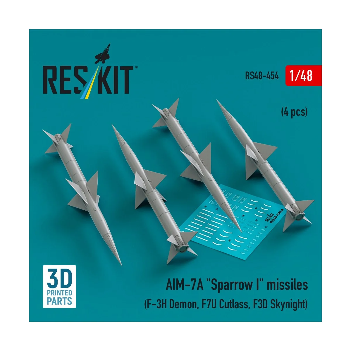 AIM-7A Sparrow I missiles (4 pcs) (F-3H Demon, F7U Cutlass, F3D Sky...