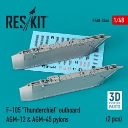 F-105 Thunderchief outboard AGM-12 & AGM-45 pylons (2 pcs) (3D Prin...