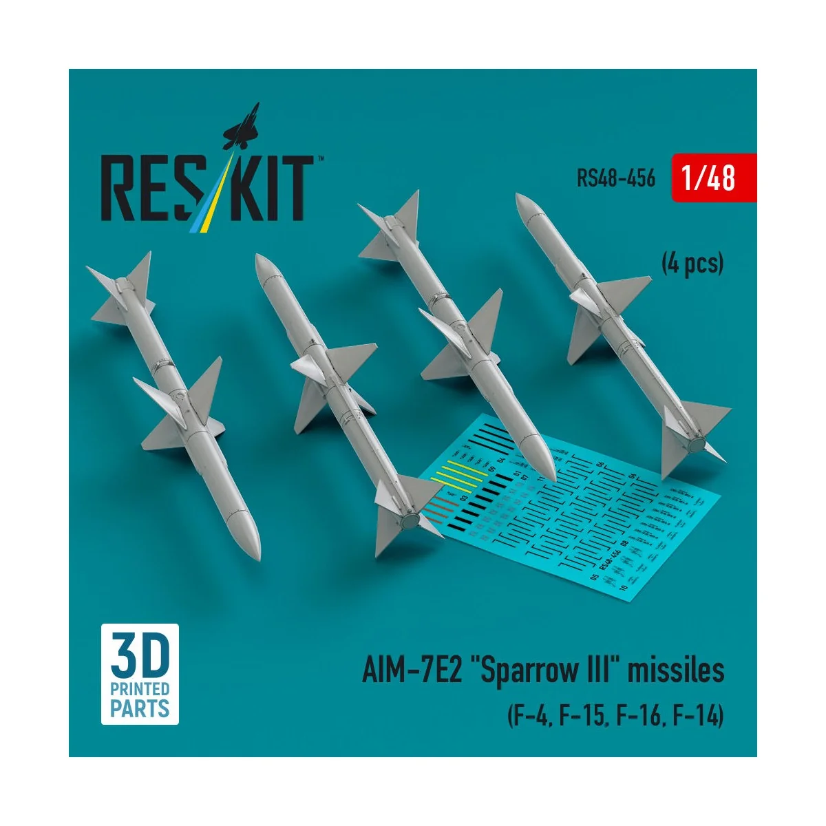 AIM-7E2 Sparrow III missiles (4 pcs) (F-4, F-15, F-16, F-14) (3D Pr...