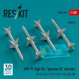 AIM-7F High Vis Sparrow III missiles (4 pcs) (F-4, F-5, F-15, F-16,...