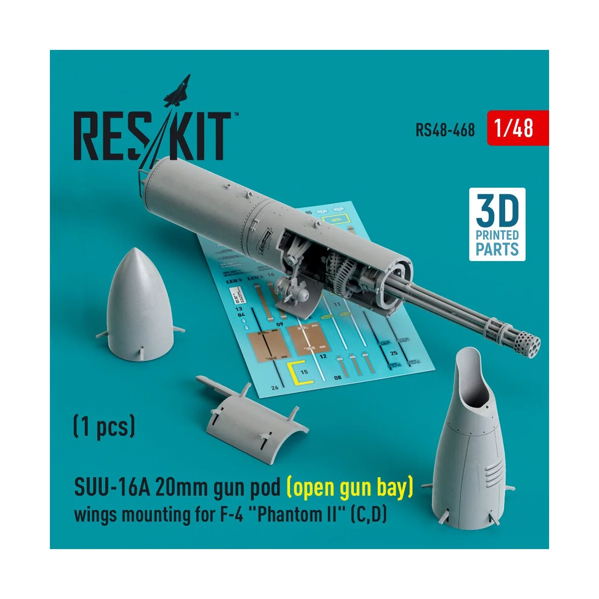 SUU-16A 20mm gun pod (open gun bay) wings mounting for F-4 Phantom ...