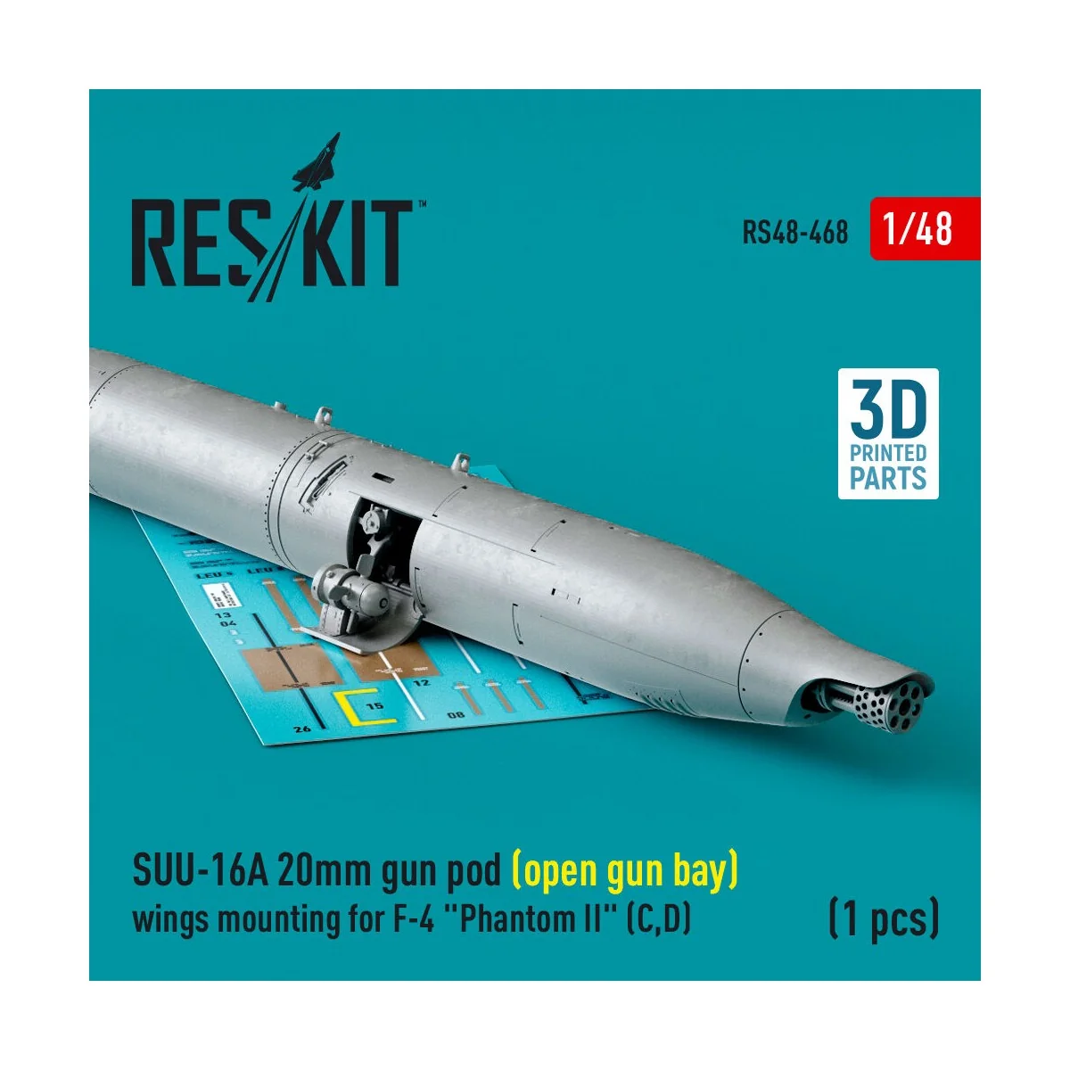 SUU-16A 20mm gun pod (open gun bay) wings mounting for F-4 Phantom ...