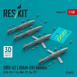 GBU-62 (JDAM-ER) bombs (4 pcs) (F/A-18, F-16, MiG-29, Su-27) (3D Pr...