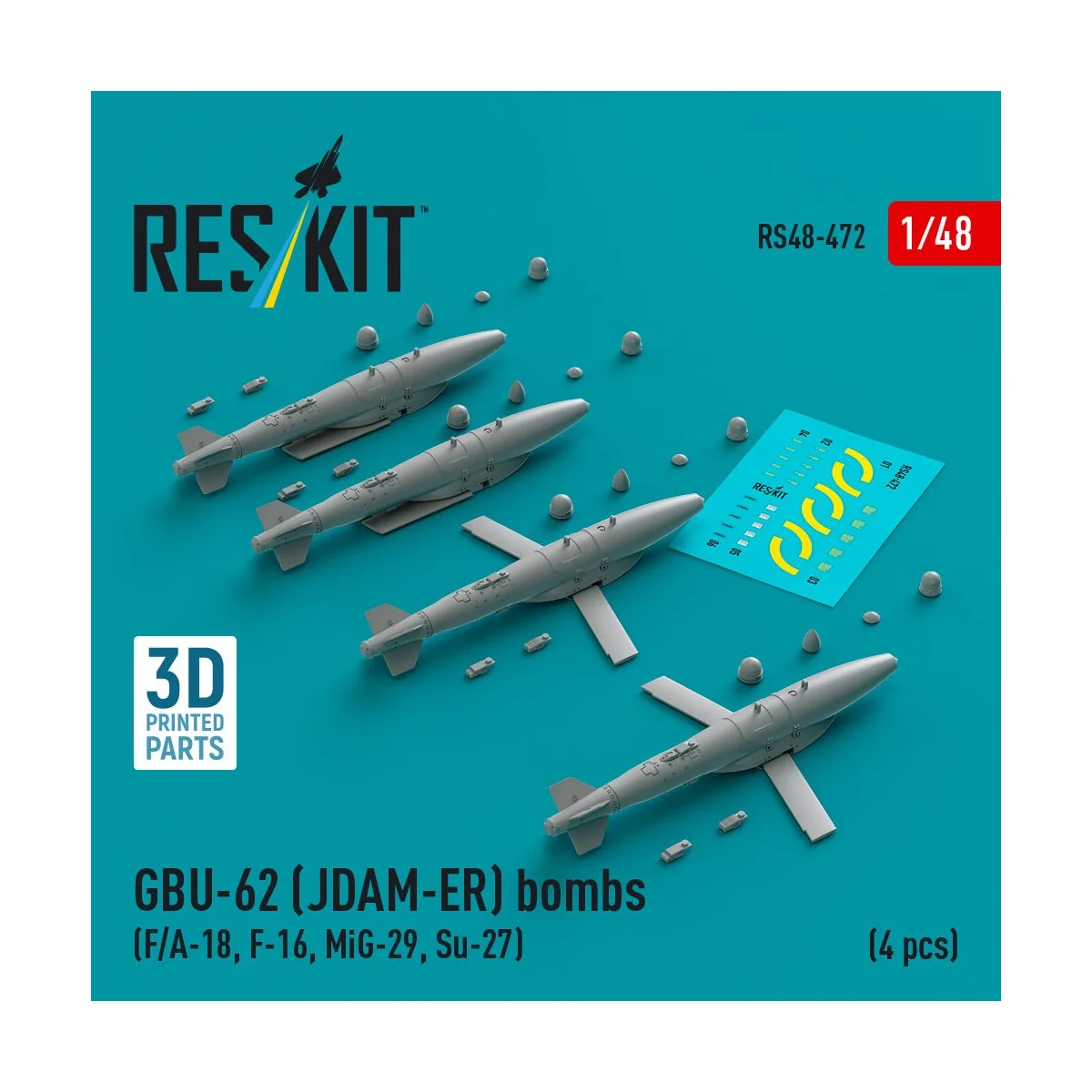 GBU-62 (JDAM-ER) bombs (4 pcs) (F/A-18, F-16, MiG-29, Su-27) (3D Pr... GBU-62 (JDAM-ER) bombs (4 pcs) (F/A-18, F-16, MiG-29, Su-27) (3D Pr...