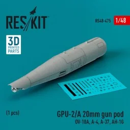GPU-2/A 20mm gun pod (1 pcs) (OV-10A, A-4, A-37, AH-1G) (3D Printed...