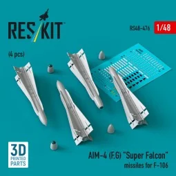 AIM-4 (F, G) Super Falcon missiles for F-106 (4 pcs) (3D Printed) -...