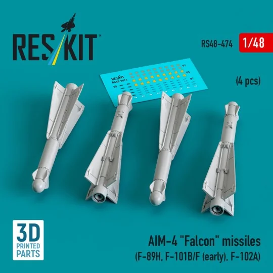 AIM-4 Falcon missiles (4 pcs) (F-89H, F-101B/F (early), F-102A) (3D...