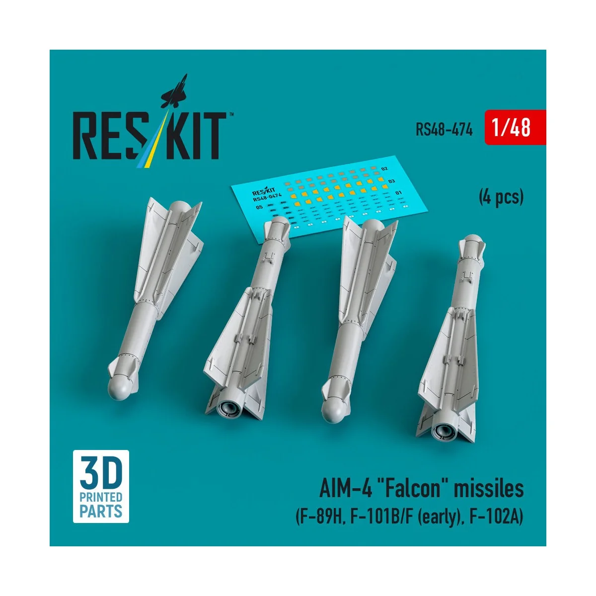 AIM-4 Falcon missiles (4 pcs) (F-89H, F-101B/F (early), F-102A) (3D...