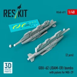GBU-62 (JDAM-ER) bombs with pylons for MiG-29 Fulcrum (2 pcs) (3D P...