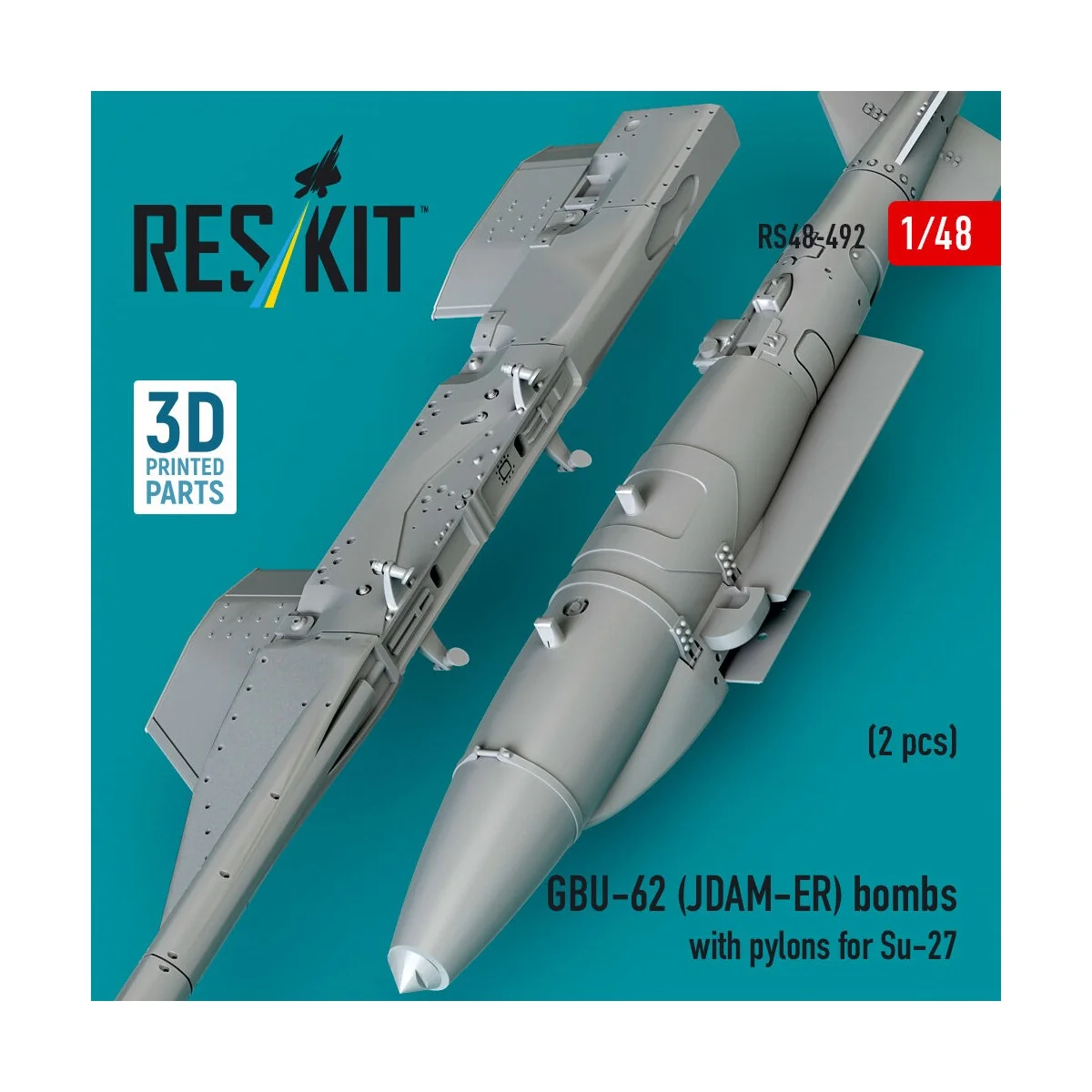GBU-62 (JDAM-ER) bombs with pylons for Su-27 Flanker (2 pcs) (3D Pr...
