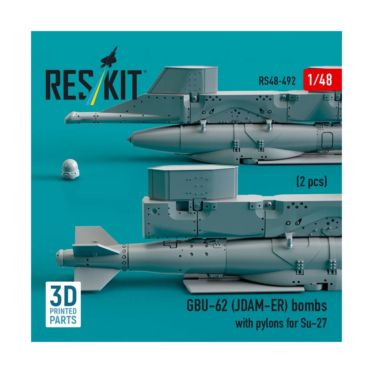 GBU-62 (JDAM-ER) bombs with pylons for Su-27 Flanker (2 pcs) (3D Pr...