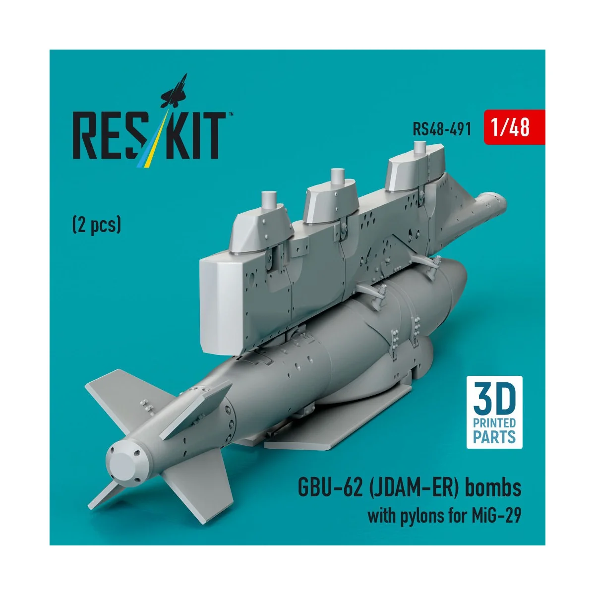 GBU-62 (JDAM-ER) bombs with pylons for MiG-29 Fulcrum (2 pcs) (3D P...