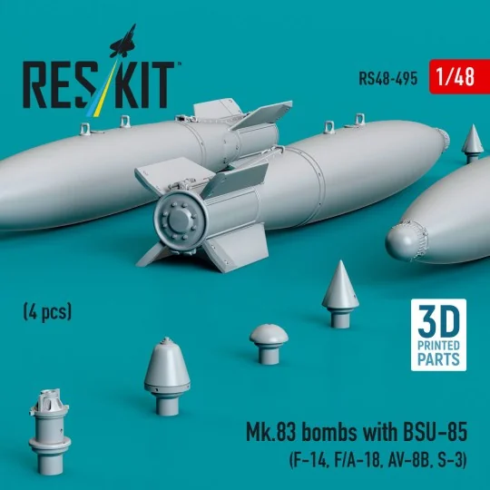 Mk.83 bombs with BSU-85 (4 pcs) (F-14, F/A-18, AV-8B, S-3) (3D prin... Mk.83 bombs with BSU-85 (4 pcs) (F-14, F/A-18, AV-8B, S-3) (3D prin...