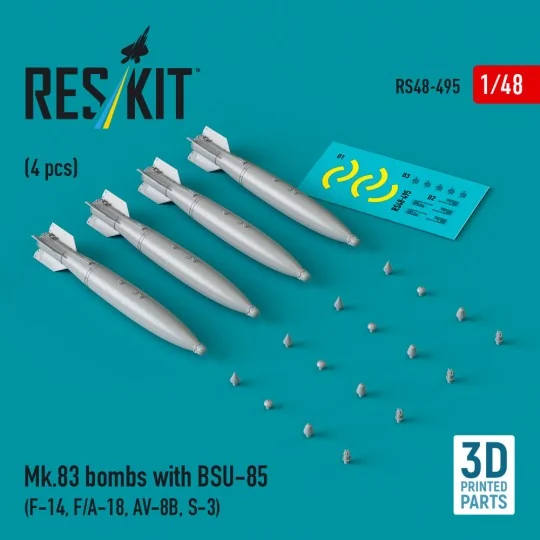 Mk.83 bombs with BSU-85 (4 pcs) (F-14, F/A-18, AV-8B, S-3) (3D prin...
