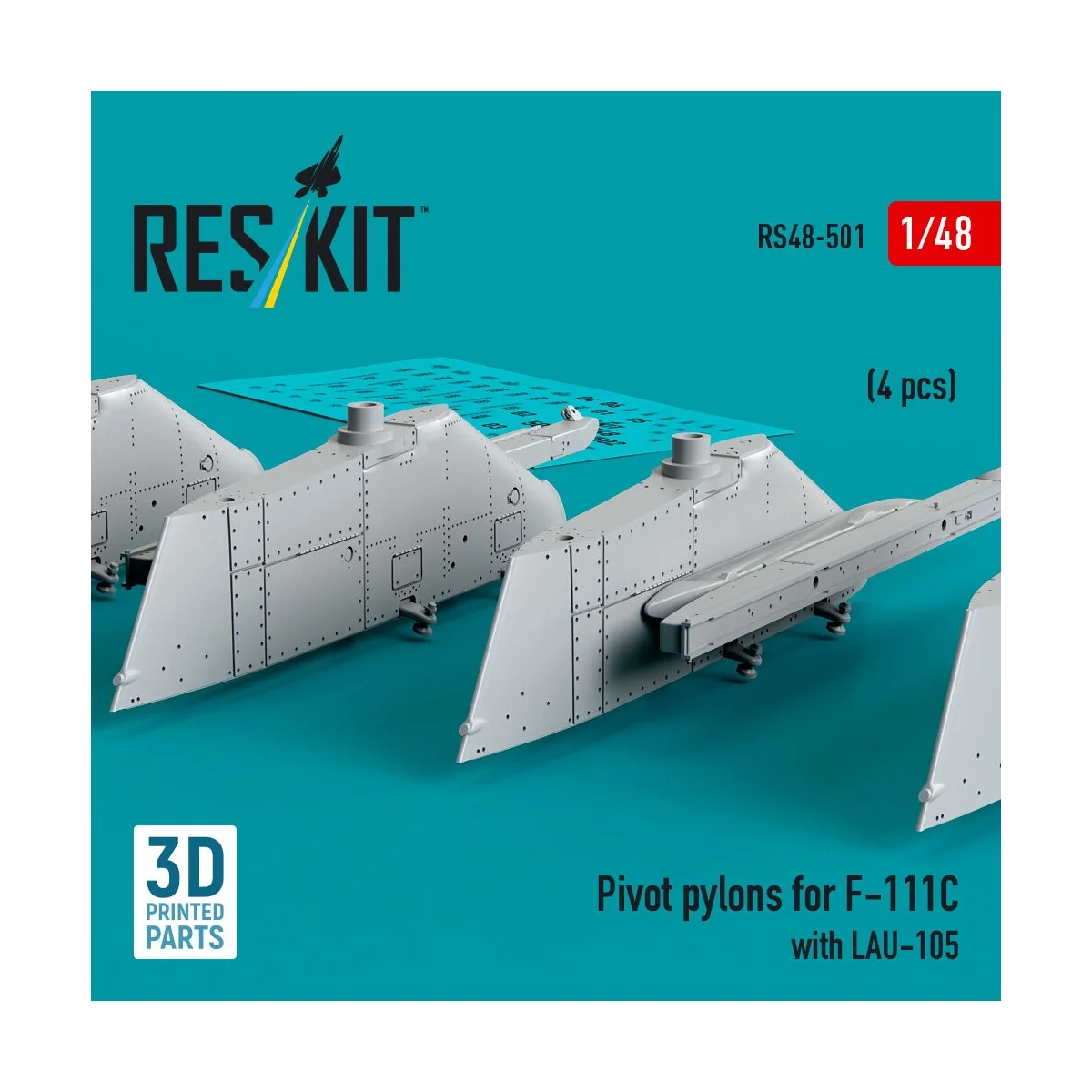 Pivot pylons for F-111C with LAU-105 (4 pcs) (3D Printed), 1/48 - R... Pivot pylons for F-111C with LAU-105 (4 pcs) (3D Printed), 1/48 - R...