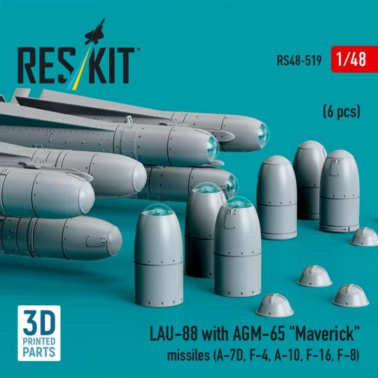 LAU-88 with (2 pcs) AGM-65 Maverick missiles (6 pcs) (A-7D, F-4, A-...