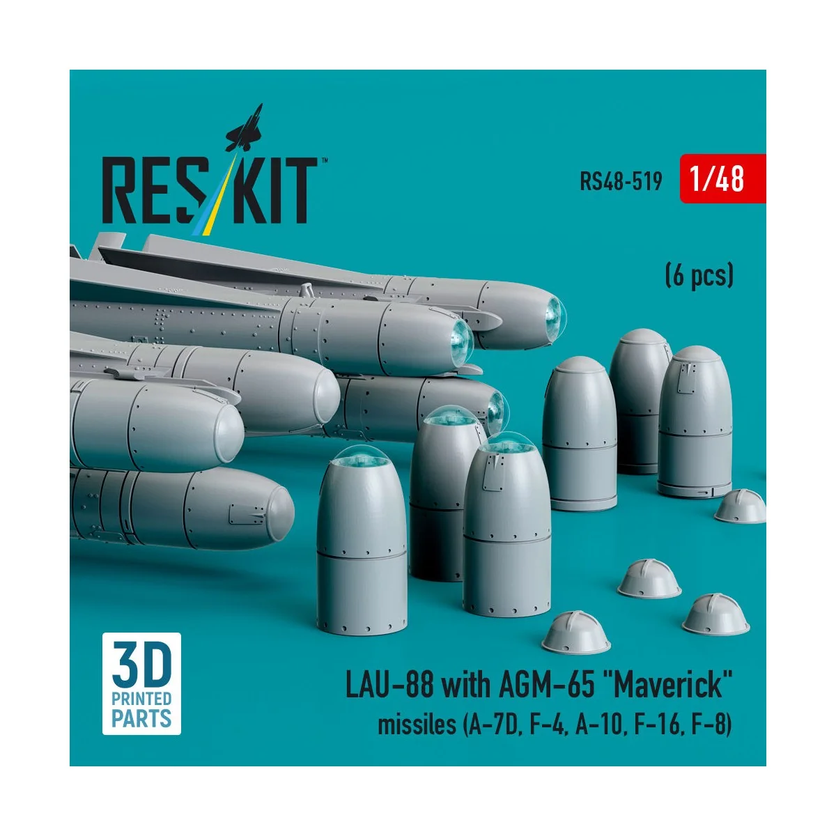 LAU-88 with (2 pcs) AGM-65 Maverick missiles (6 pcs) (A-7D, F-4, A-...