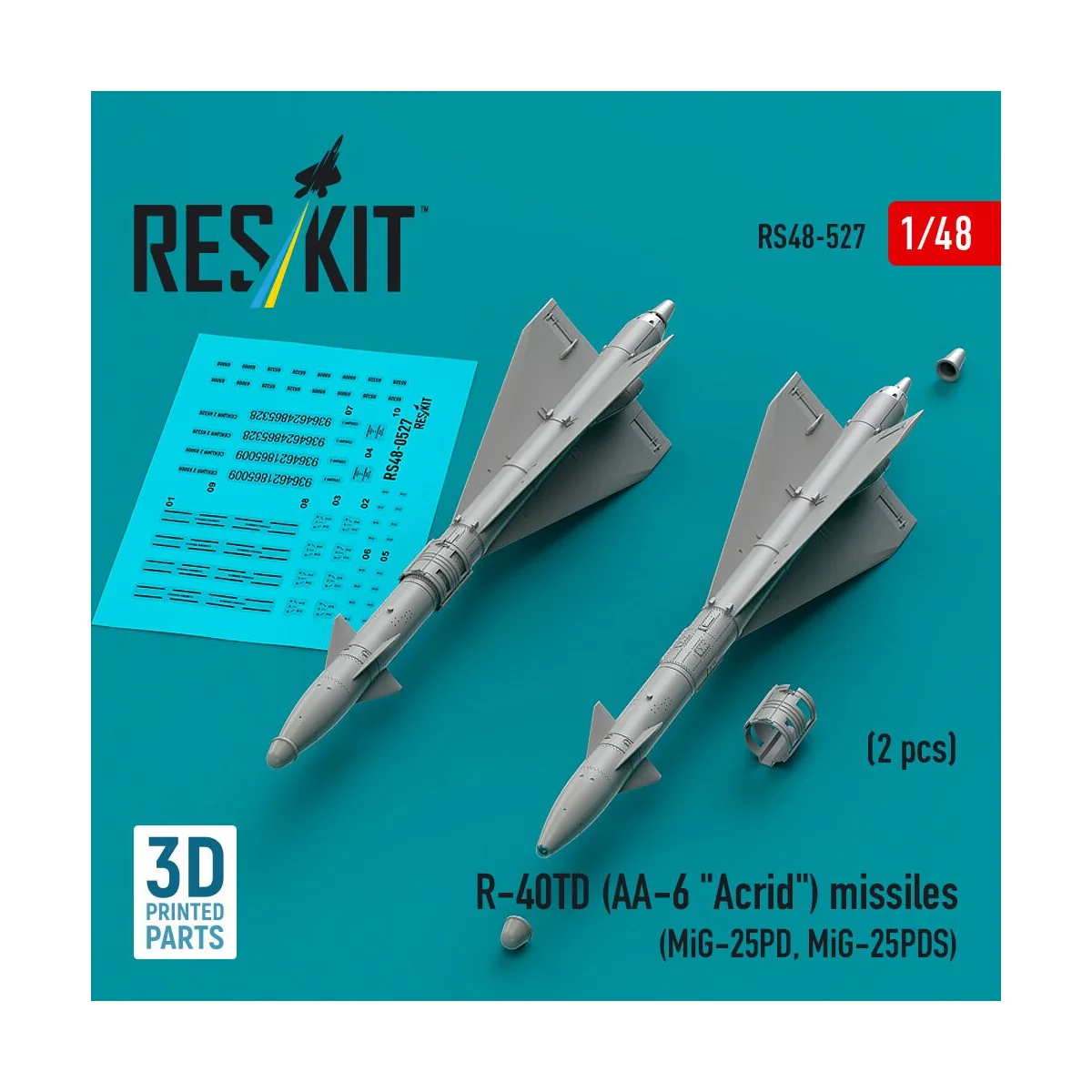 R-40TD (AA-6 Acrid) missiles (2 pcs) (MiG-25PD, MiG-25PDS) (3D prin...
