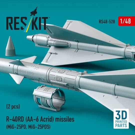 R-40RD (AA-6 Acrid) missiles (2 pcs) (MiG-25PD, MiG-25PDS) (3D prin...