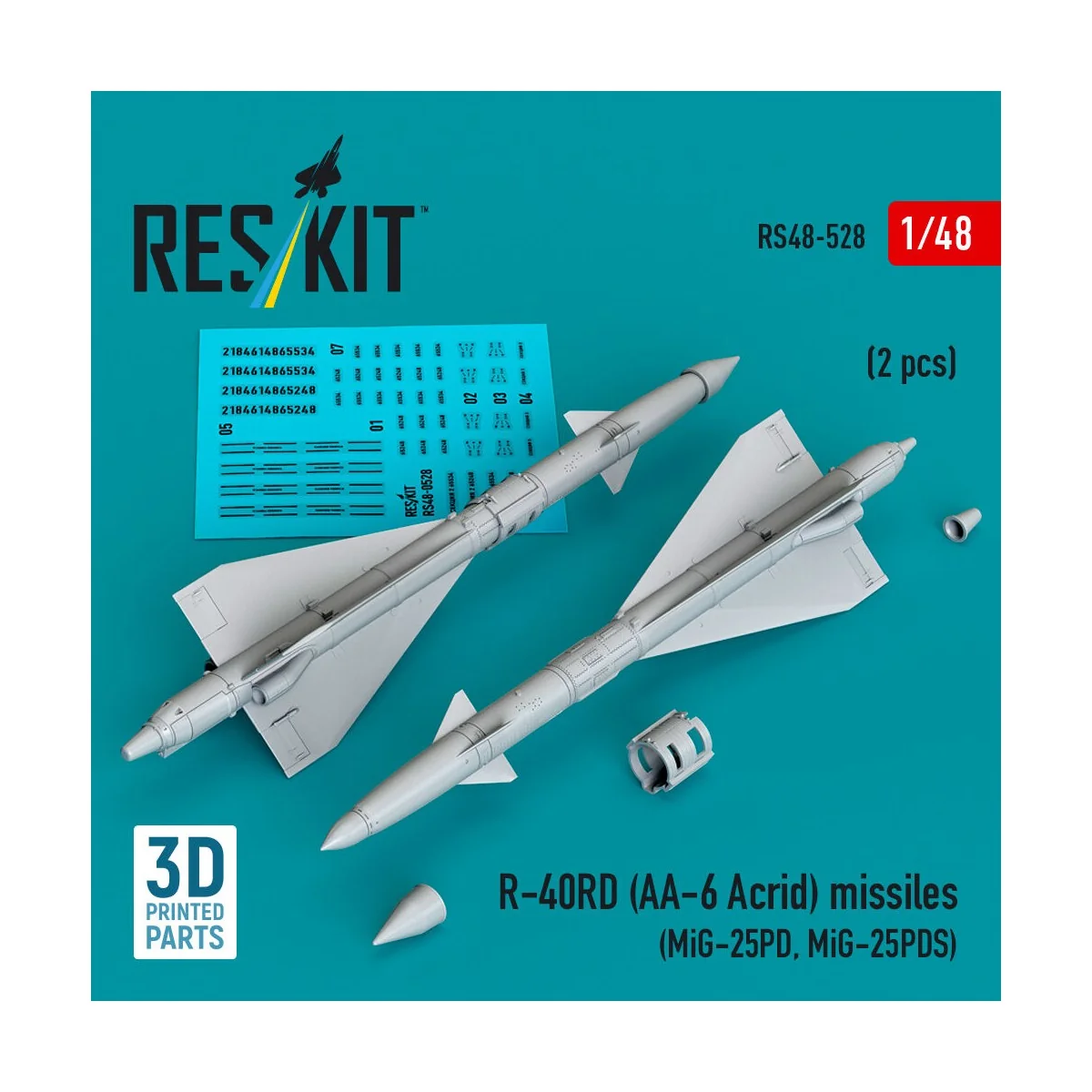 R-40RD (AA-6 Acrid) missiles (2 pcs) (MiG-25PD, MiG-25PDS) (3D prin...