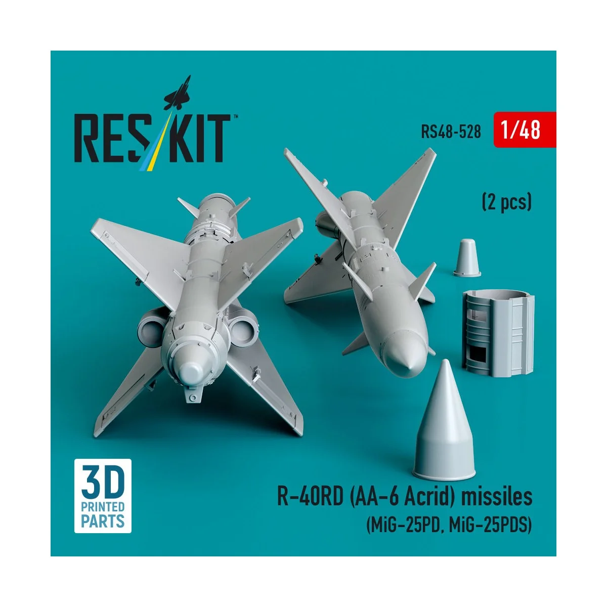 R-40RD (AA-6 Acrid) missiles (2 pcs) (MiG-25PD, MiG-25PDS) (3D prin...
