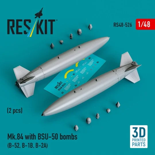 Mk.84 with BSU-50 bombs (2 pcs) (B-52, B-1B, B-2A) (3D printed), 1/... Mk.84 with BSU-50 bombs (2 pcs) (B-52, B-1B, B-2A) (3D printed), 1/...