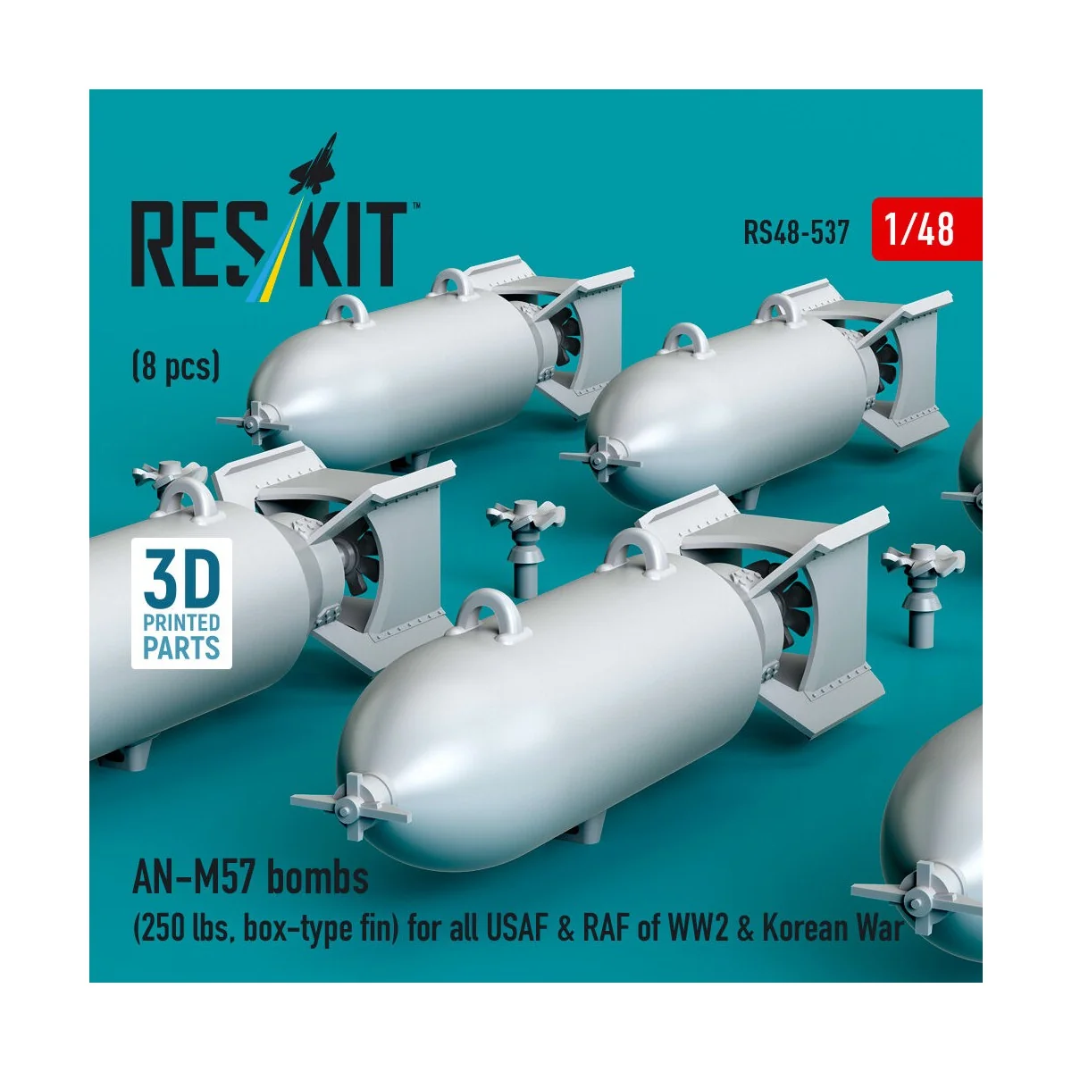 AN-M57 bombs (250 lbs, box-type fin) for all USAF & RAF of WW2 & Ko...