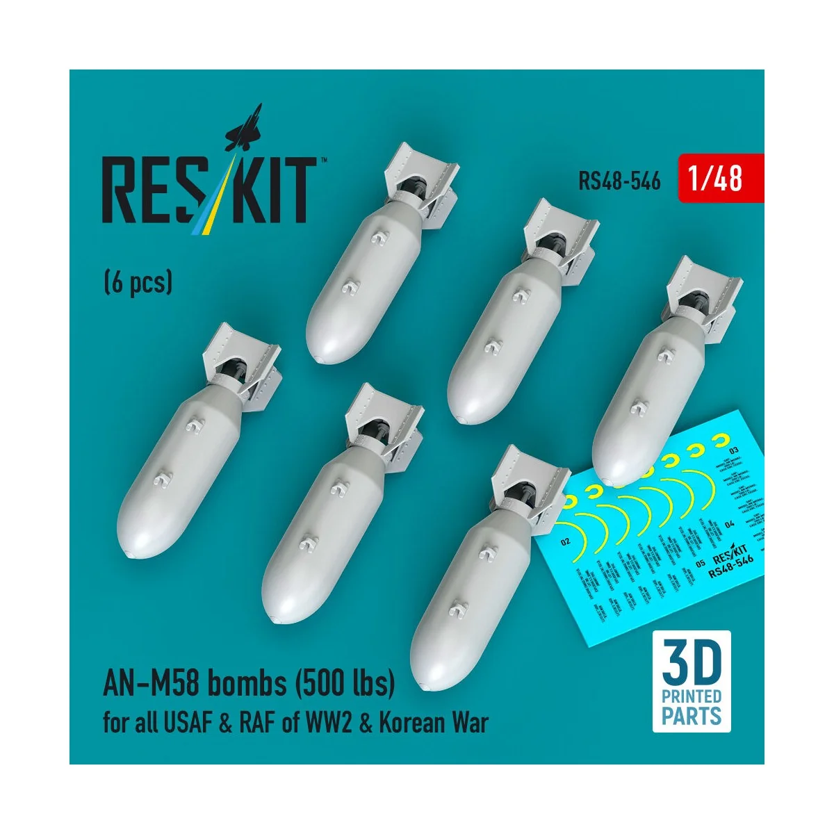 AN-M58 bombs (6 pcs) (500 lbs) for all USAF & RAF of WW2 & Korean W... AN-M58 bombs (6 pcs) (500 lbs) for all USAF & RAF of WW2 & Korean W...