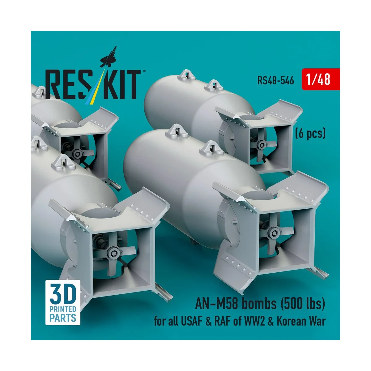 AN-M58 bombs (6 pcs) (500 lbs) for all USAF & RAF of WW2 & Korean W... AN-M58 bombs (6 pcs) (500 lbs) for all USAF & RAF of WW2 & Korean W...