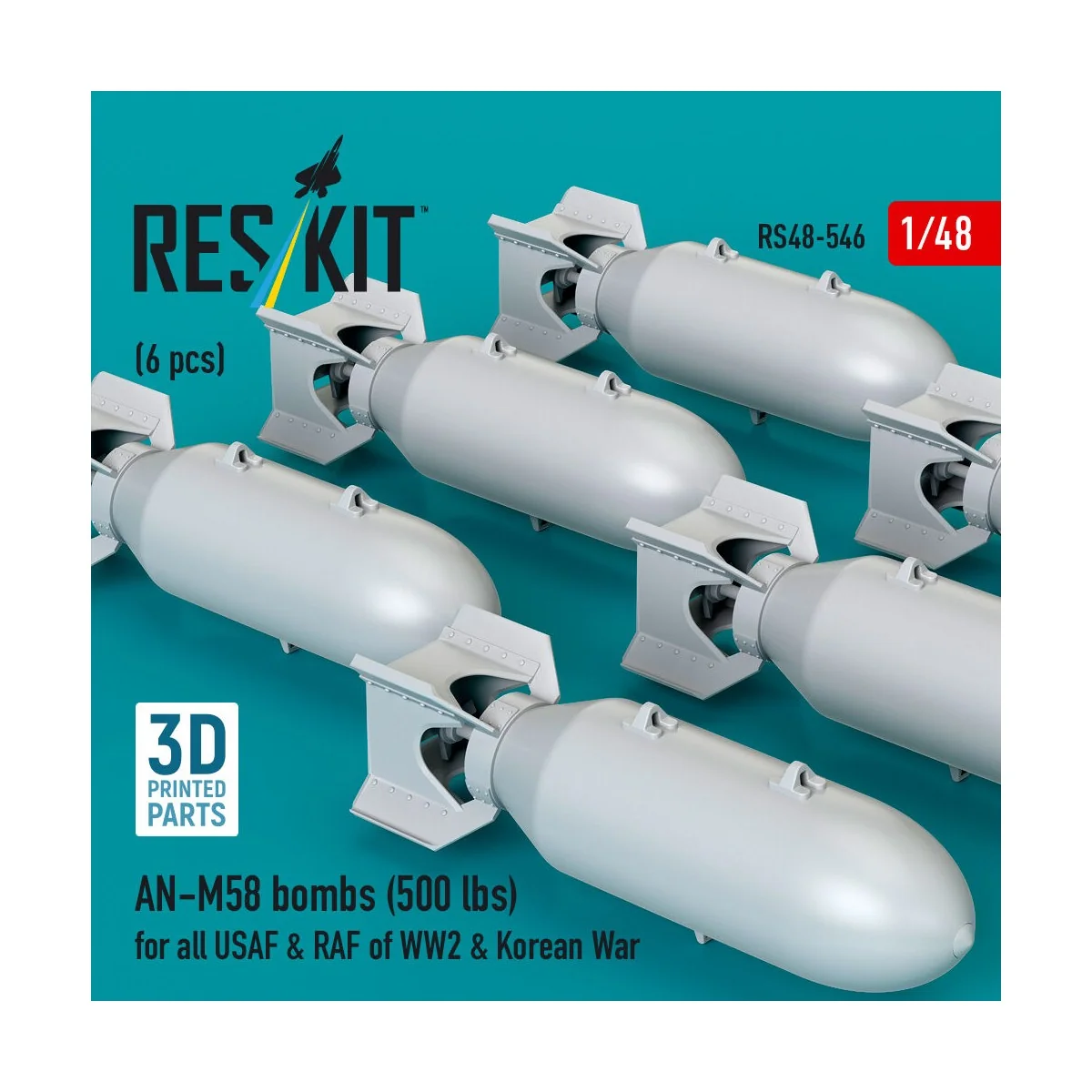 AN-M58 bombs (6 pcs) (500 lbs) for all USAF & RAF of WW2 & Korean W... AN-M58 bombs (6 pcs) (500 lbs) for all USAF & RAF of WW2 & Korean W...