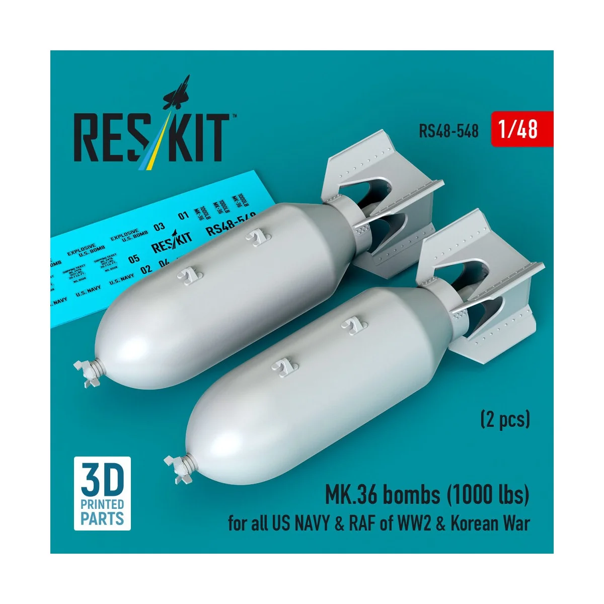 MK.36 bombs (2 pcs) (1000 lbs) for all US NAVY & RAF of WW2 & Korea...