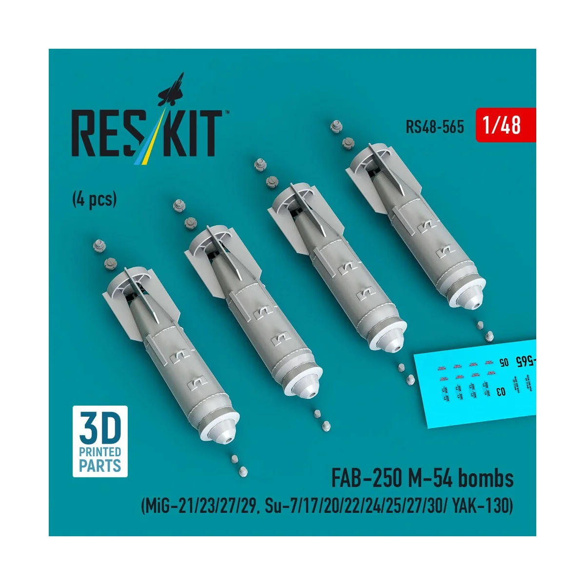 FAB-250 ?-54 bombs (4 pcs) (MiG-21/23/27/29, Su-7/17/20/22/24/25/27...