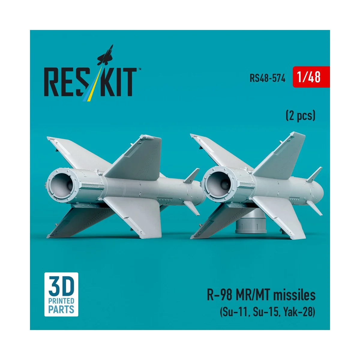 R-98 MR/MT missiles (2 pcs) (Su-11, Su-15, Yak-28) (3D Printed), 1/...