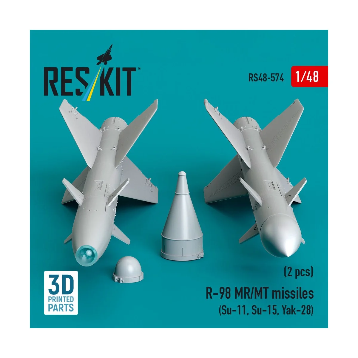 R-98 MR/MT missiles (2 pcs) (Su-11, Su-15, Yak-28) (3D Printed), 1/...