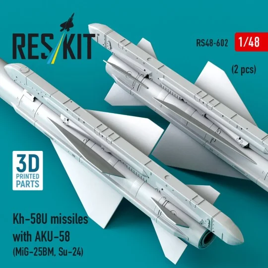 Kh-58U missiles with AKU-58 (2 pcs) (MiG-25BM, Su-24) (3D Printed),...