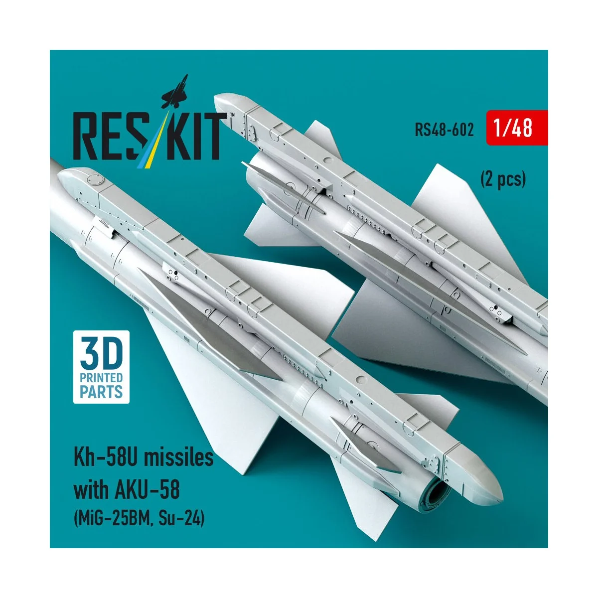 Kh-58U missiles with AKU-58 (2 pcs) (MiG-25BM, Su-24) (3D Printed),...
