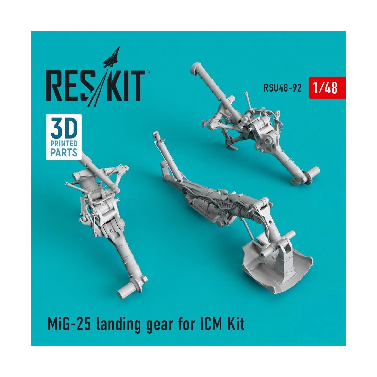 MiG-25 landing gear for ICM Kit, 1/48 - ResKit Models RSU48-0092 MiG-25 landing gear for ICM Kit, 1/48 - ResKit Models RSU48-0092