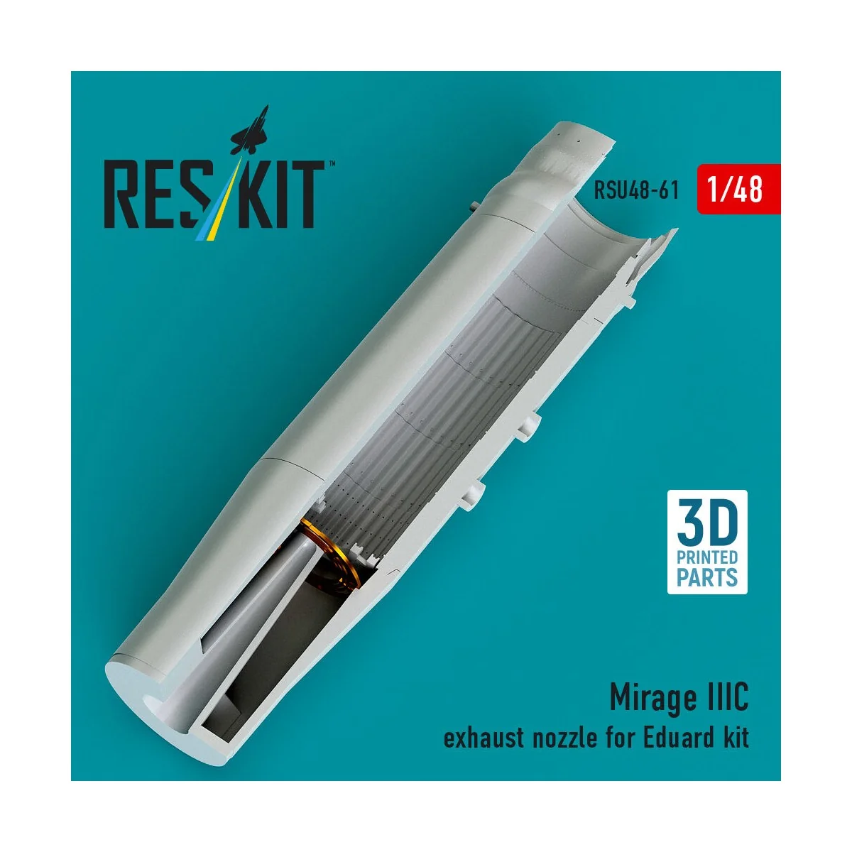 Mirage IIIC exhaust nozzle for Eduard kit (3D Printed) - ResKit Mod...