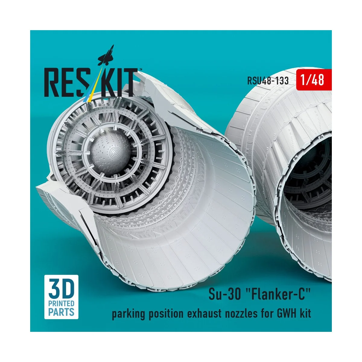 Su-30 Flanker-C parking position exhaust nozzles for GWH kit (3D Pr... Su-30 Flanker-C parking position exhaust nozzles for GWH kit (3D Pr...