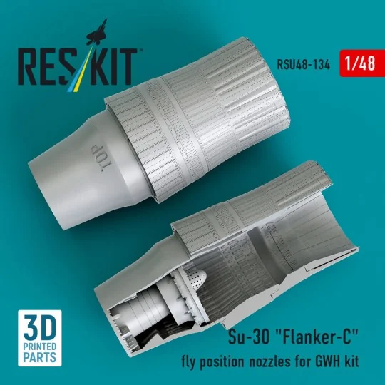 Su-30 Flanker-C fly position nozzles for GWH kit (3D Printed), 1/48...