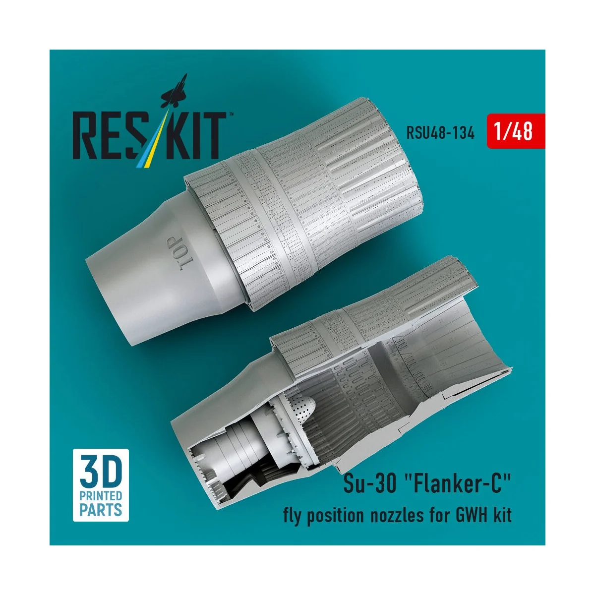 Su-30 Flanker-C fly position nozzles for GWH kit (3D Printed), 1/48...