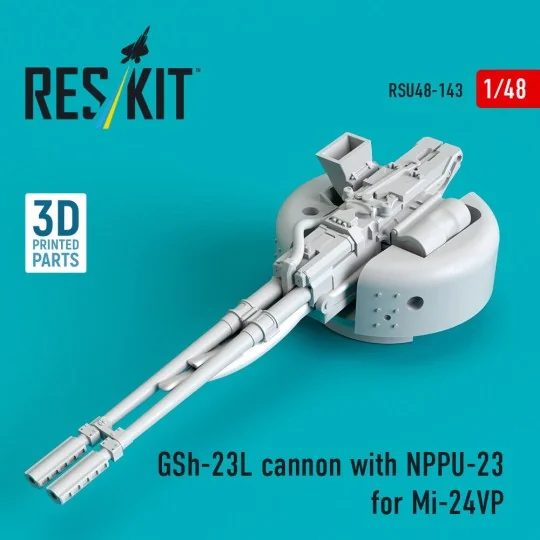 GSh-23L cannon with NPPU-23 for Mi-24VP (3D Printed), 1/48 - ResKit... GSh-23L cannon with NPPU-23 for Mi-24VP (3D Printed), 1/48 - ResKit...