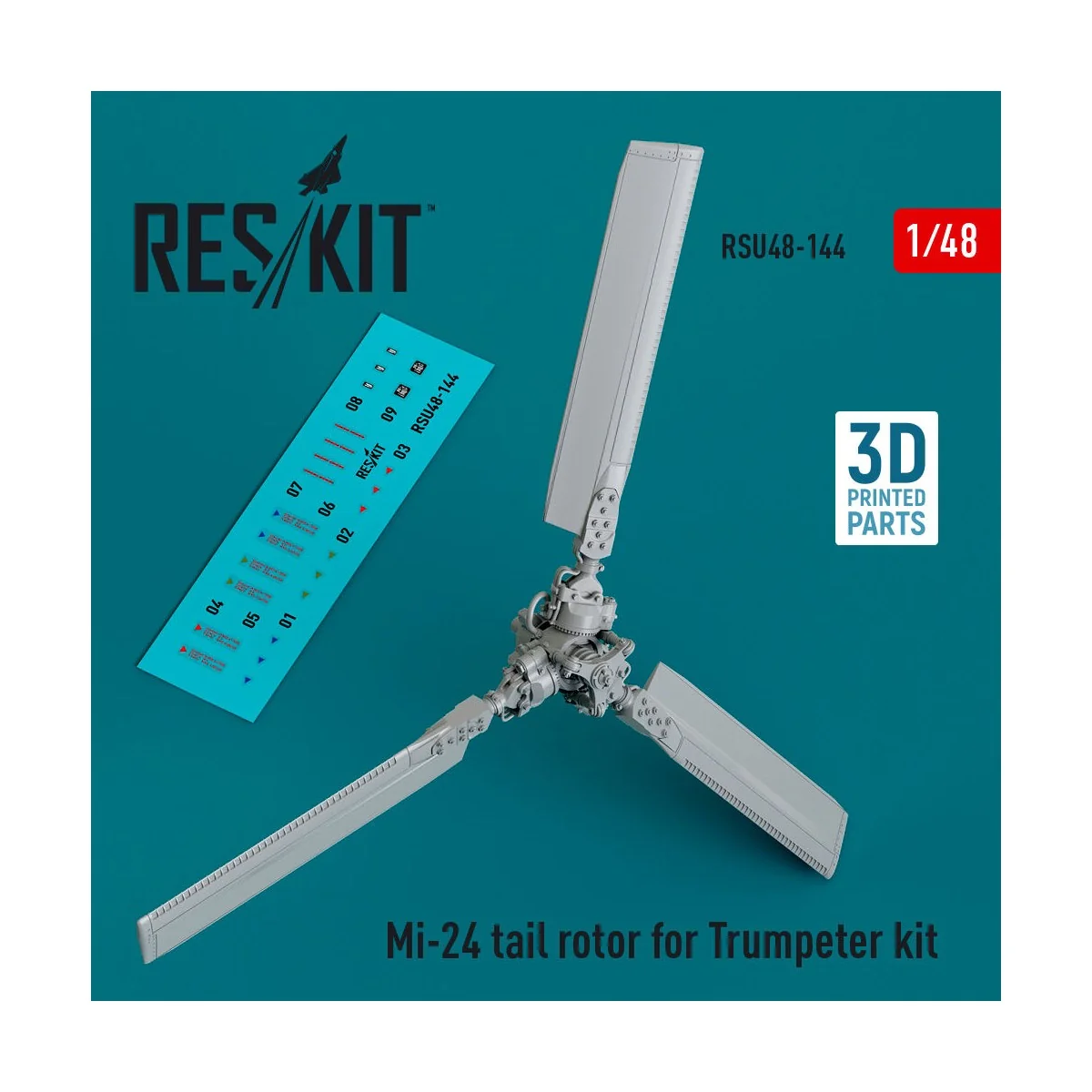 Mi-24 tail rotor for Trumpeter kit (3D Printed), 1/48 - ResKit Mode...